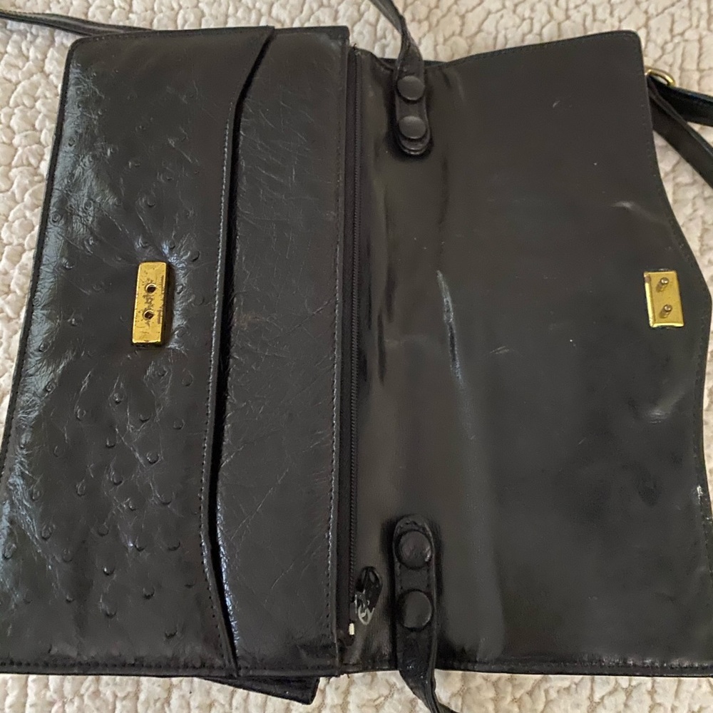 Vintage black ostrich clutch bag - Picture 2 of 5